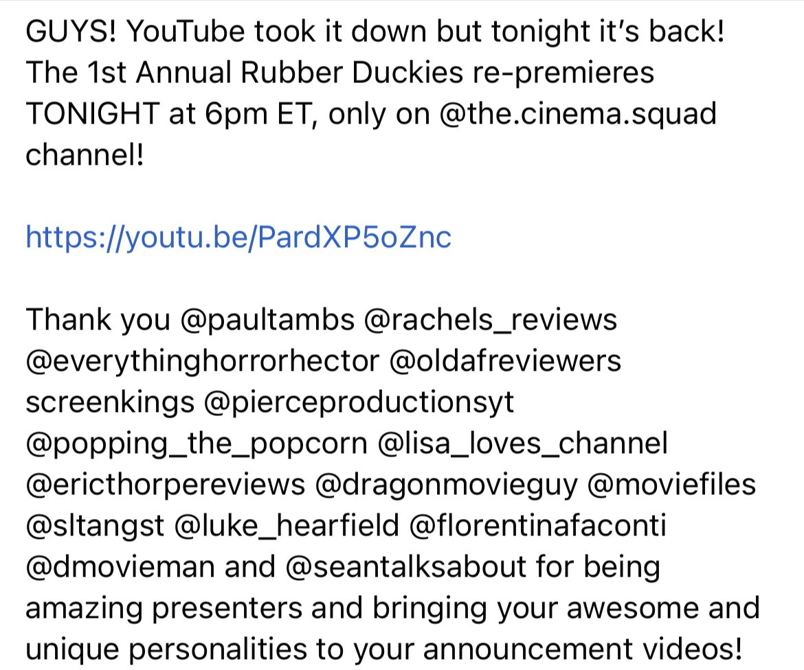 eckertd93's tweet photo. RE-PREMIERE TONIGHT!
https://t.co/ueWogWbXcc

#thecinemasquad #youtube #rubberduckies #filmawards #movieawards #awards #awardshow #films #cinema #movies #theaters #television #motionpicture #manofmovies #lostinthereel #burjarocar #geekyhijynx #feverdreamlandtheater #theupsidedan https://t.co/wn8mV7w0xk