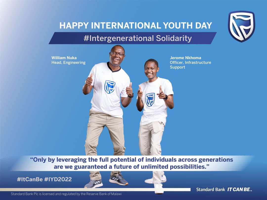 On this International Youth Day, our Engineering team members, William Nuka and Jerome Nkhoma are giving 2 thumbs up to collaborative exchanges and building a future full of possibilities for the young people in Malawi. ​ #IYD2022 #ItCanBe #Intergenerationalsolidarity