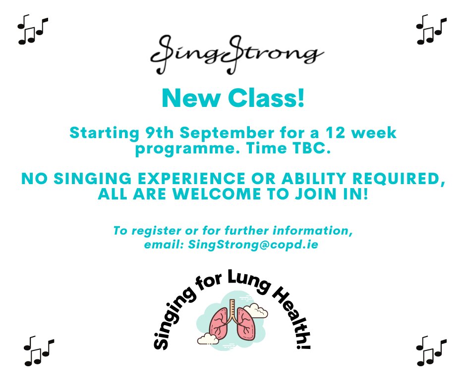 SingStrong Ireland (@singstrongire) on Twitter photo New online SingStrong Beginners programme commencing Friday 9th September, time to be confirmed! To register, contact SingStrong@copd.ie New online SingStrong Beginners programme commencing Friday 9th September, time to be confirmed! To register, contact SingStrong@copd.ie