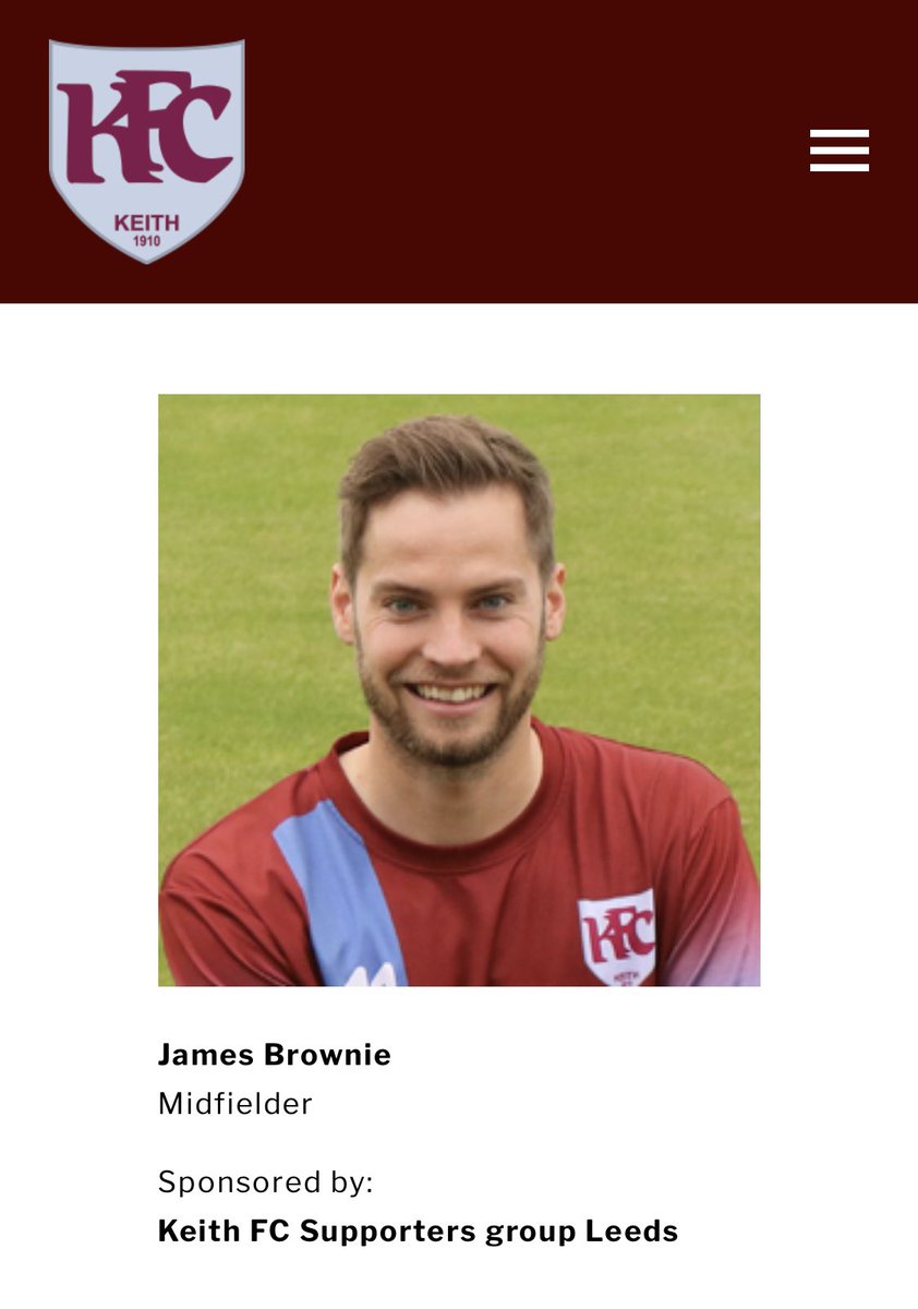 KeithFC's tweet photo. Player Sponsorship: 

Thanks to Keith FC Supporters Group Leeds for sponsoring James Brownie for the season ahead. 

Your continued support is appreciated https://t.co/nG8Jy3GVAV