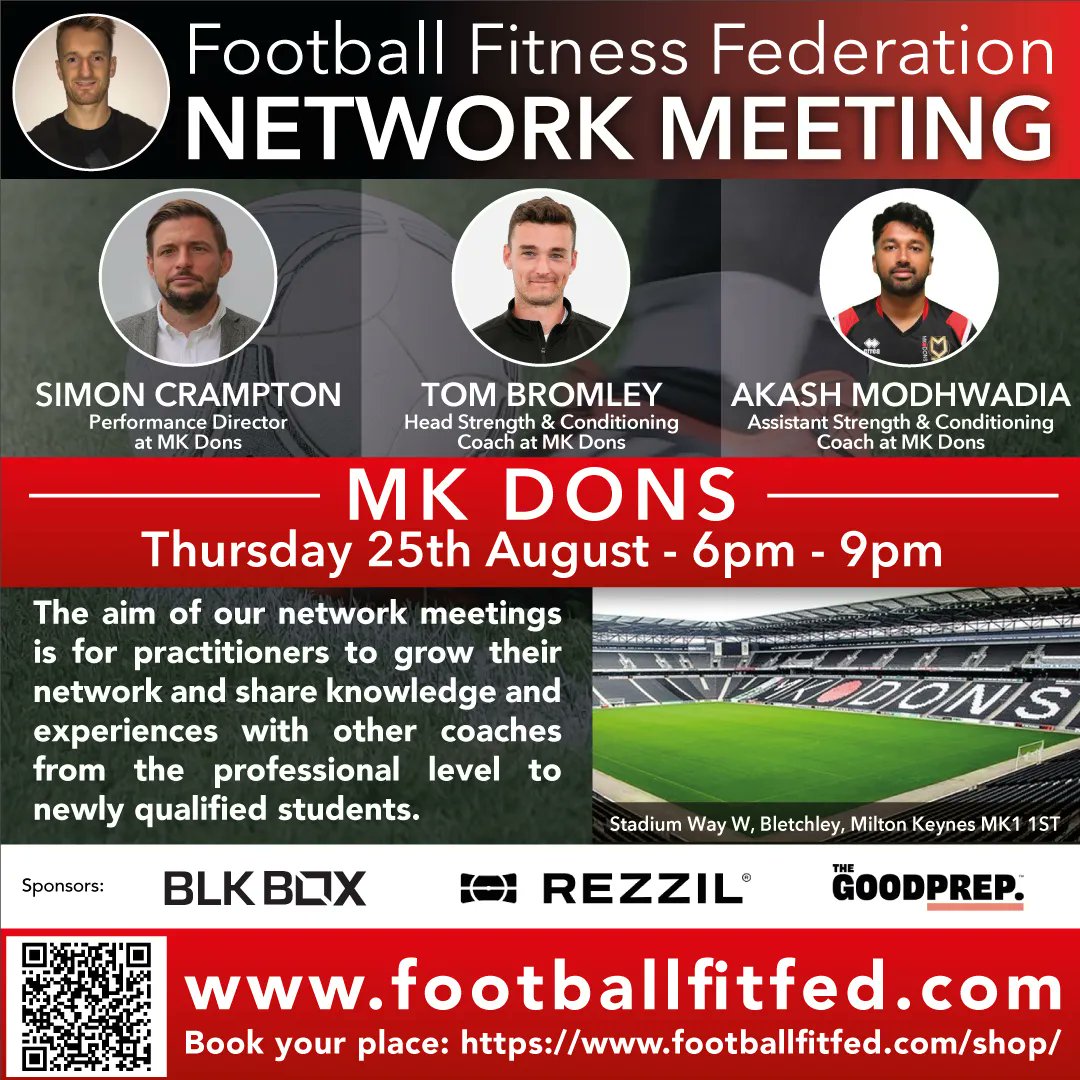 Football Fitness Federation (@footballfitfed) on Twitter photo 📍South Central #networking
We are heading to Stadium MK, home of <a href="/MKDonsFC/">Milton Keynes Dons</a> on Thurs 25th Aug for a #networkingevent
<a href="/simoncrampton/">Simon Crampton</a> <a href="/tombromo/">Tom Bromley</a> & <a href="/Akash_Mod/">Akash Modhwadia</a> are presenting for us
Confirm your place by purchasing an Early Bird ticket here 👉 buff.ly/3Pi3AlS 📍South Central #networking
We are heading to Stadium MK, home of <a href="/MKDonsFC/">Milton Keynes Dons</a> on Thurs 25th Aug for a #networkingevent
<a href="/simoncrampton/">Simon Crampton</a> <a href="/tombromo/">Tom Bromley</a> & <a href="/Akash_Mod/">Akash Modhwadia</a> are presenting for us
Confirm your place by purchasing an Early Bird ticket here 👉 buff.ly/3Pi3AlS