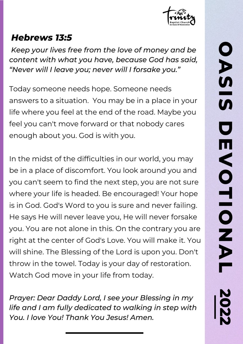 TBCGH_OFFICIAL's tweet photo. Good morning! Be encouraged today!
#oasisdevotional #TBC #integrityconference https://t.co/NXjvBBL8IF