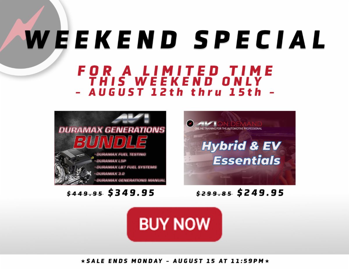 automotivevideo's tweet photo. This weekend only!! Our Diesel and Hybrid Training Bundles are on sale! Head over to https://t.co/xgII3nLsmq to snag these for your shop now! https://t.co/o7qCakLau4 https://t.co/zCleF6mJEE