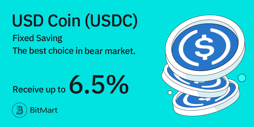 🚀 $USDC Fixed Savings!The best choice in bear market！
🔥Receive up to 6.5% APY！

#Earn Now👉 bitmart.com/earn/en
#passiveincome #cryptocurrency #savings