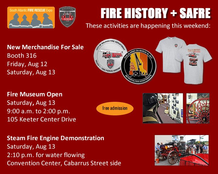 ralfiremuseum's tweet photo. The show floor at #SAFRE opens today at the convention center. We're at Booth 316 and with new merch for sale. Hours 10 to 5 today and 9 to 2 tomorrow, Saturday. Also, the fire #museum is open tomorrow, and a steamer demonstration will be held at @SAFRE. https://t.co/uRUCHR3wmW https://t.co/8RRnhlcGX0