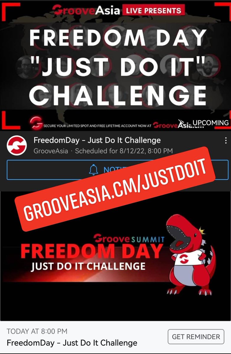 simonleung's tweet photo. Freedom Day "Just Do It" Challenge... Starting soon! See you there :) https://t.co/viZvnjqYox #freedomdaychallenge #justdoitchallenge #protegeteam #grooveasia #groovesummit https://t.co/bgqigl7cKt
