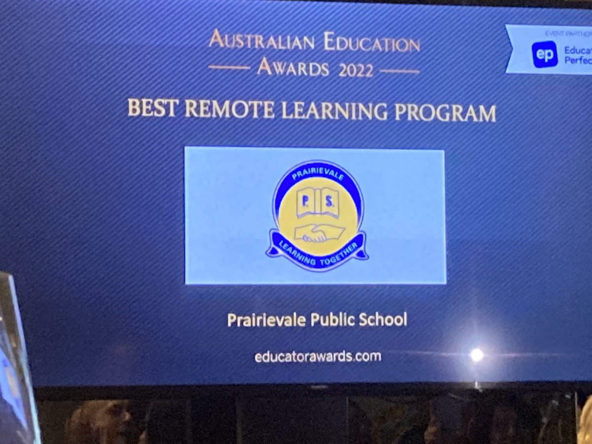MSiokos's tweet photo. Yep! @prairievale_ps Winners of Best Remote Learning Program Congratulations to the whole school community! #AusEdAwards #CiwpastureNetwork #BetterTogether @NSWEducation https://t.co/hQHzwc5G5e