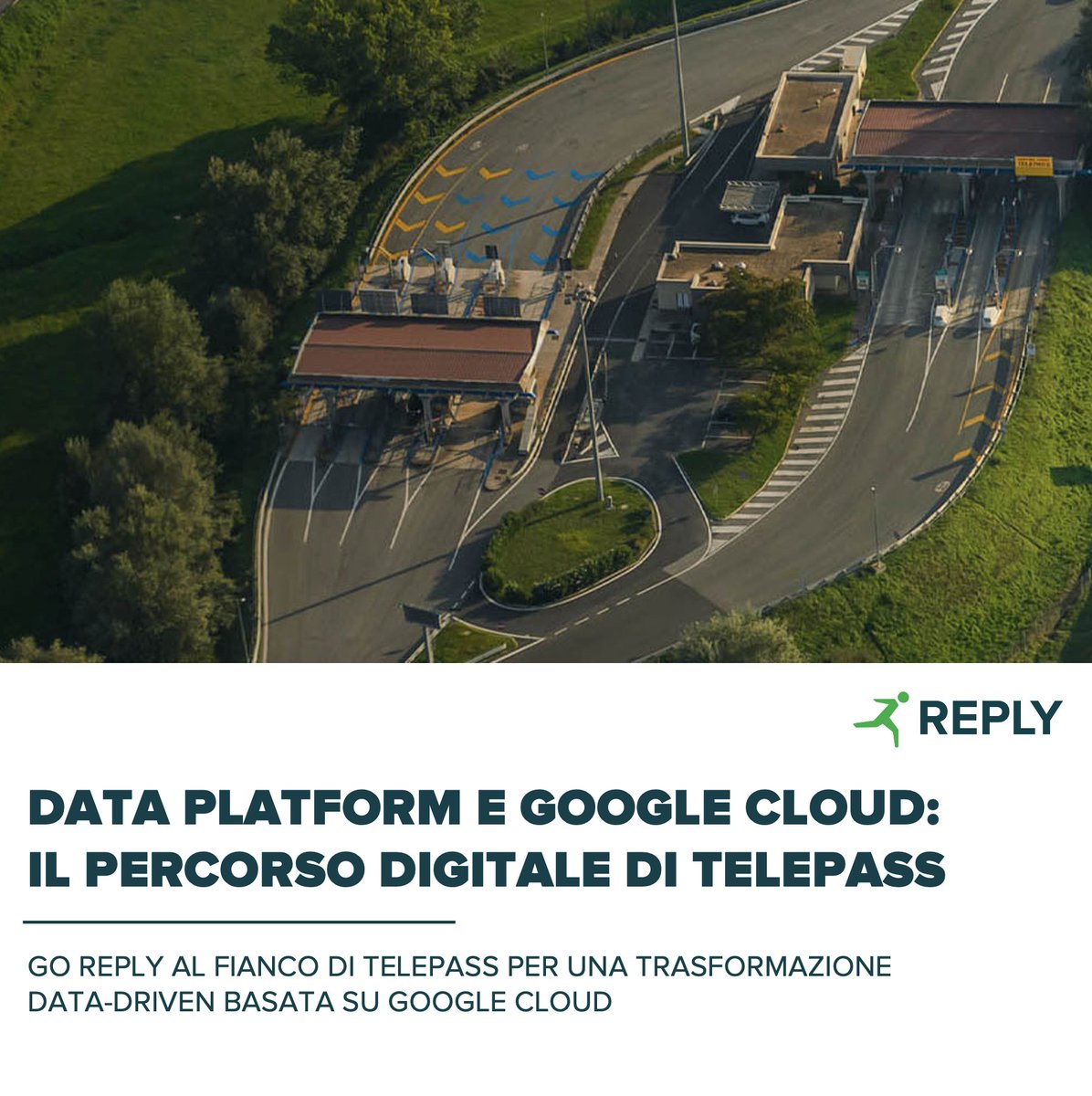 Reply_ITA's tweet photo. Tenere il passo dei big data è difficile, ma non impossibile. Tutto ciò che serve è il giusto framework e la giusta piattaforma! #GoReply ha integrato una #DataPlatform basata su #GoogleCloud per @telepass.
Per saperne di più, clicca qui: https://t.co/pVSXDOnIuU https://t.co/mA3hhxtqO6