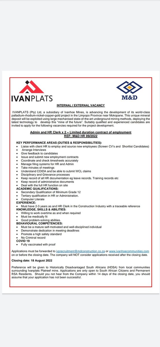 RMakukuli's tweet image. Admin and HR Clerk x2
General Worker x20
Concrete Hands x10
Shutter Hands x20