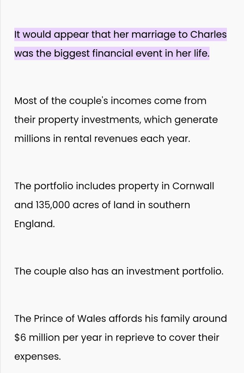 Mu_Ri_Elle's tweet photo. -2000: "Files show Camilla is Charles' mistre$$."

-2018: "Shortly after her divorce, Camilla was living above her income."

"It would appear that her marriage to Charles was the biggest financial event in her life."

#CamillaParkerBowles the gold digger. https://t.co/YPNJCa9Ok2
