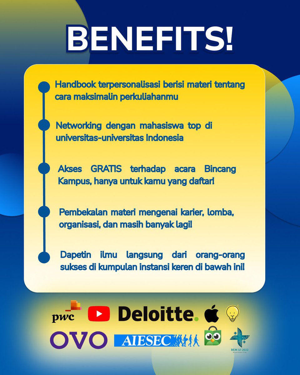 areabelajarr's tweet image. Pengen maksimalin masa perkuliahan kamu, tapi bingung mulainya?

Aku mau kasih rekomendasi program yang bakal kasih mentoring langsung dari yang berpengalaman di berbagai bidang, mulai dari AIESEC, YouTube, Deloitte, sampe Apple!

Pastinya, gratis~🥳

A Thread