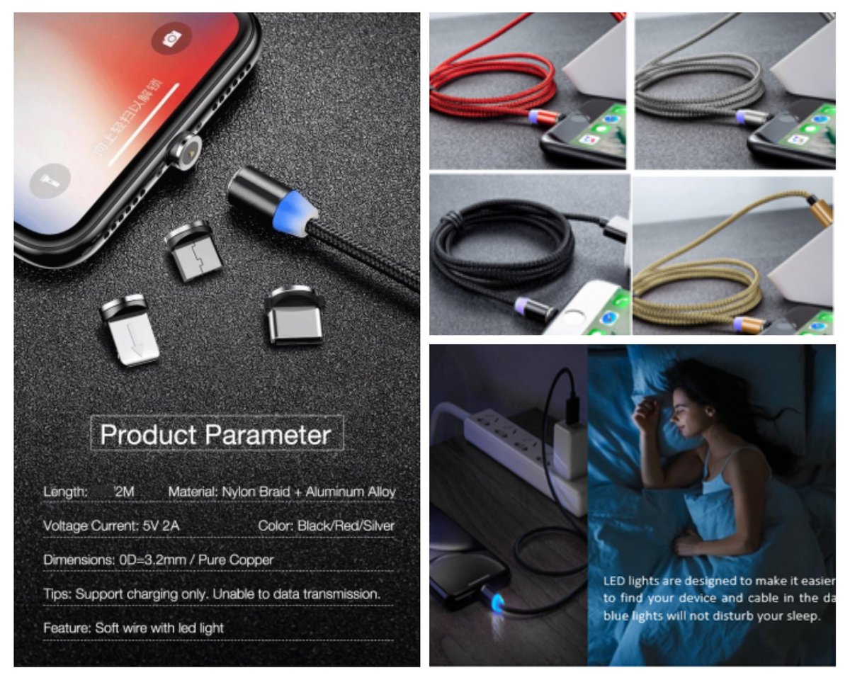 FaiHelp's tweet photo. LED lights are designed to make it easier for you to find your device and cable in the dark. Soft blue lights will not disturb your sleep.
#3in1 #magnetic #phone #charger #microUSB #typeC #iProducts Get yours now! Click the link below.
https://t.co/y44FI9ygCJ https://t.co/RMCvHYglIk