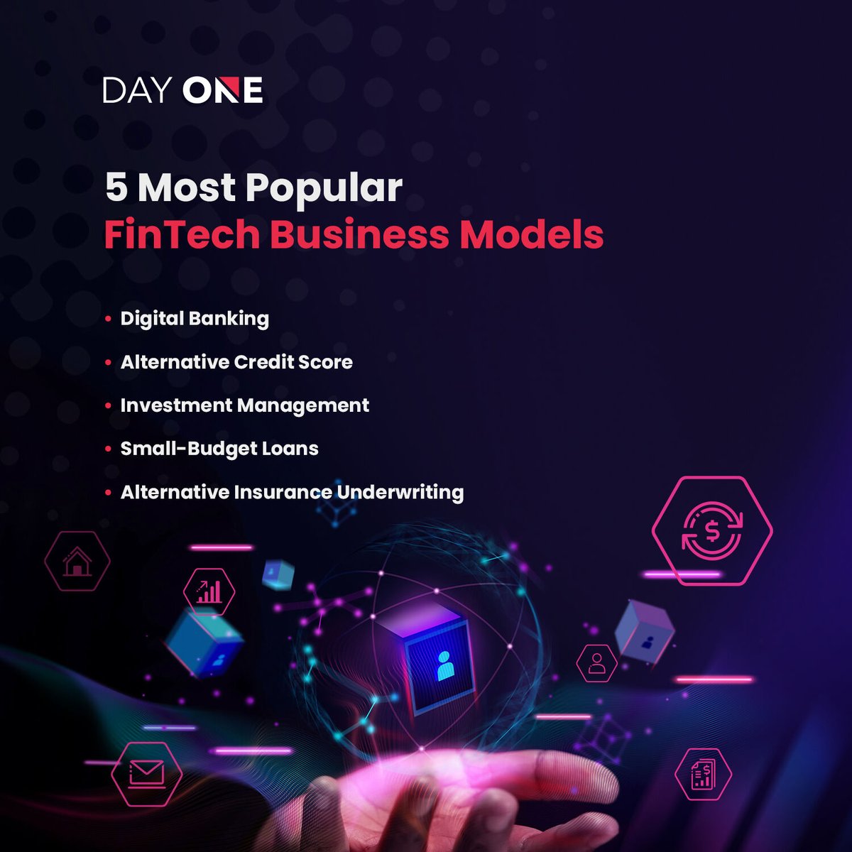 Here are the 5 most popular FinTech business models for startups and enterprises to take advantage of today. #appdevelopment #dayone #dayonetech #appdevelopmentcompany #fintech #fintechapp #businessmodels