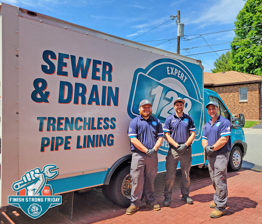 Happy Finish Strong Friday from our drain team where teamwork always wins! #call128 #FSF #drains