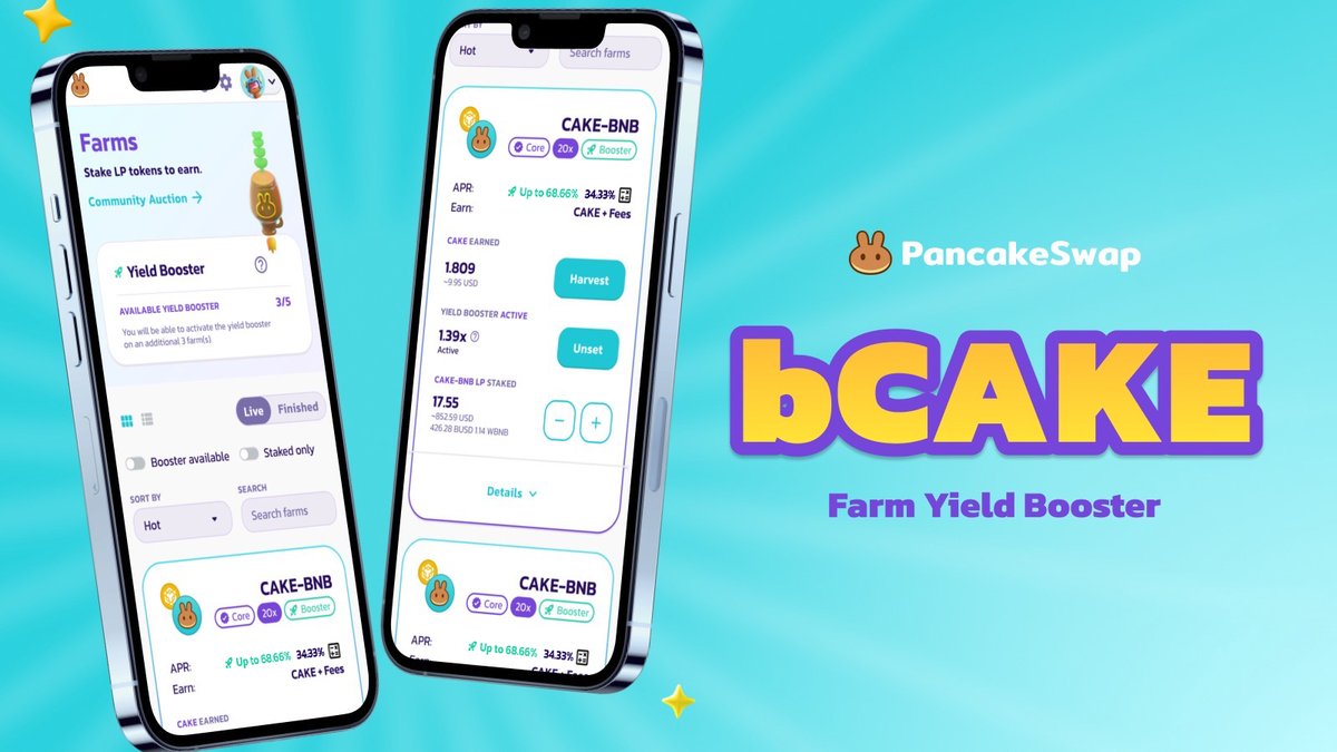 🚜🥞 Introducing bCAKE — Boost your liquidity farming yield with fixed-term CAKE staking

This new dish is coming to the table next week! Meanwhile, take a sneak peek and learn more about it first 👉 bit.ly/3C5r8av