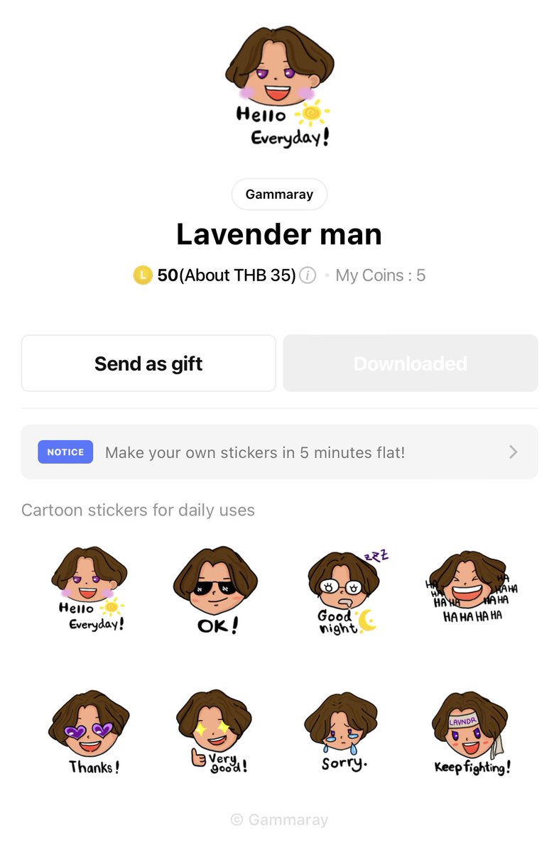 lavndrgam's tweet photo. อัพเป็น sticker line แว้ว ตอนแรกจะแจกฟรีพอ summit ถึงรู้ว่าไลน์บุคคลทั่วไปทำแจกไม่ได้ ตอนแรก hide ไว้ แต่เปิดใน store ตามคำแนะนำของเพื่อนๆ แล้วคับ ดังนั้นรายได้จากอันนี้เราจะนำไปทำของแจกต่อไป และจะคอยอัพเดทยอดนะคะ ยินดีที่ทุกคนชอบค่ะ 🥺💜

[Lavender man]
https://t.co/biZBXR27Mi https://t.co/1UL3NtNxyo