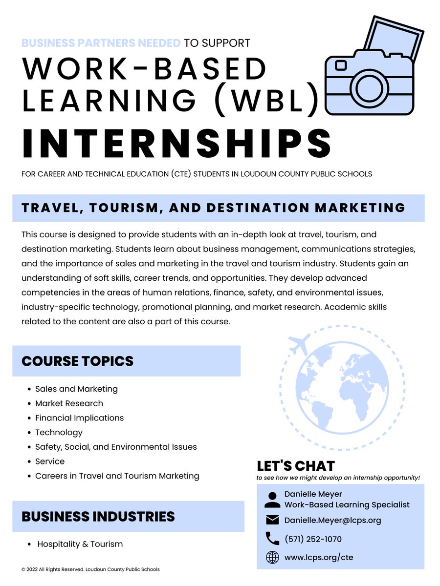 Danielle Meyer (@daniellenmeyer) on Twitter photo Currently seeking business partners to support the following student internship experience. Please share with those who might be interested. If you are interested in chatting, email me at Danielle.Meyer@lcps.org. Currently seeking business partners to support the following student internship experience. Please share with those who might be interested. If you are interested in chatting, email me at Danielle.Meyer@lcps.org.