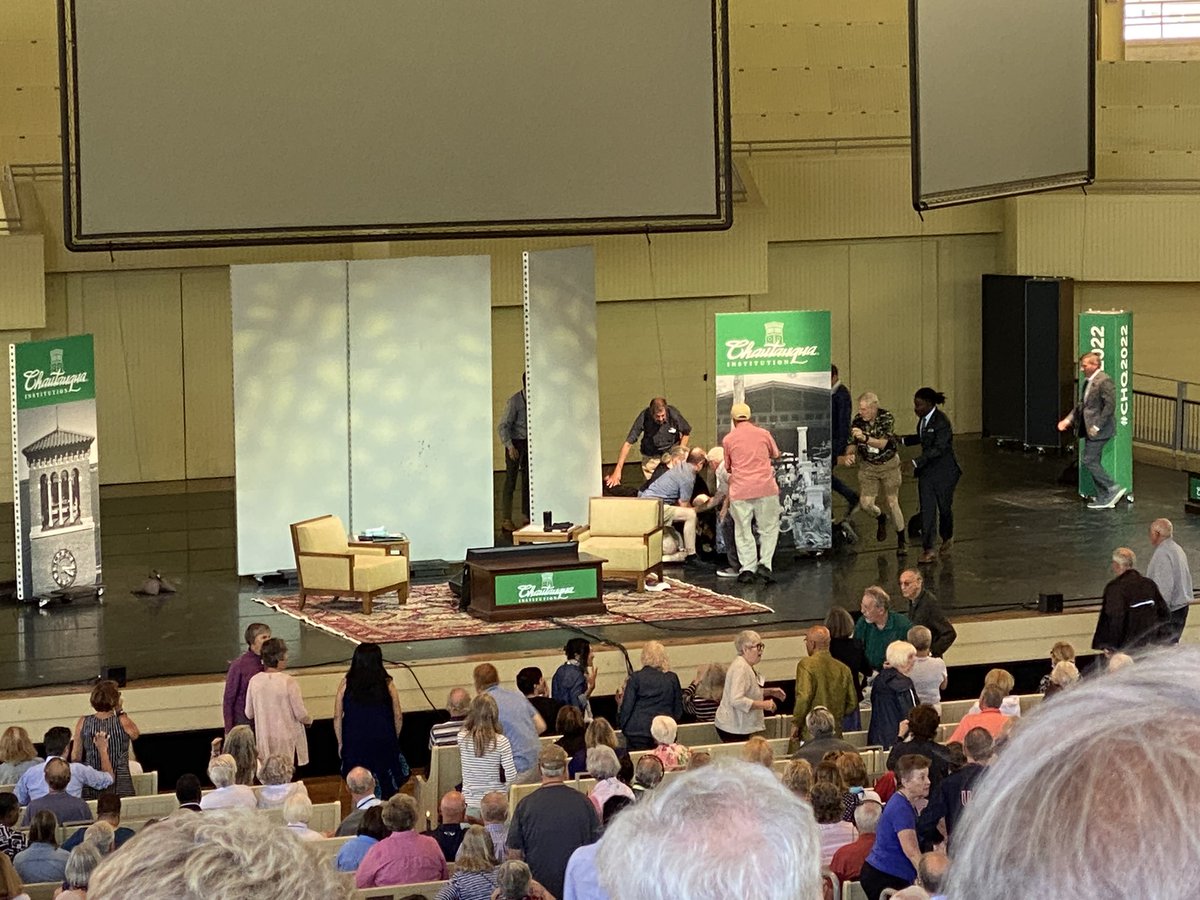 #SalmonRushdie attacked at @chq. Jarring situation.