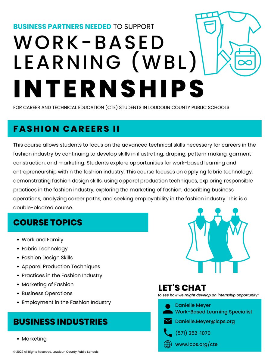 Danielle Meyer (@daniellenmeyer) on Twitter photo Currently seeking business partners to support the following student internship experience. Please share with those who might be interested. If you are interested in chatting, email me at Danielle.Meyer@lcps.org. Currently seeking business partners to support the following student internship experience. Please share with those who might be interested. If you are interested in chatting, email me at Danielle.Meyer@lcps.org.