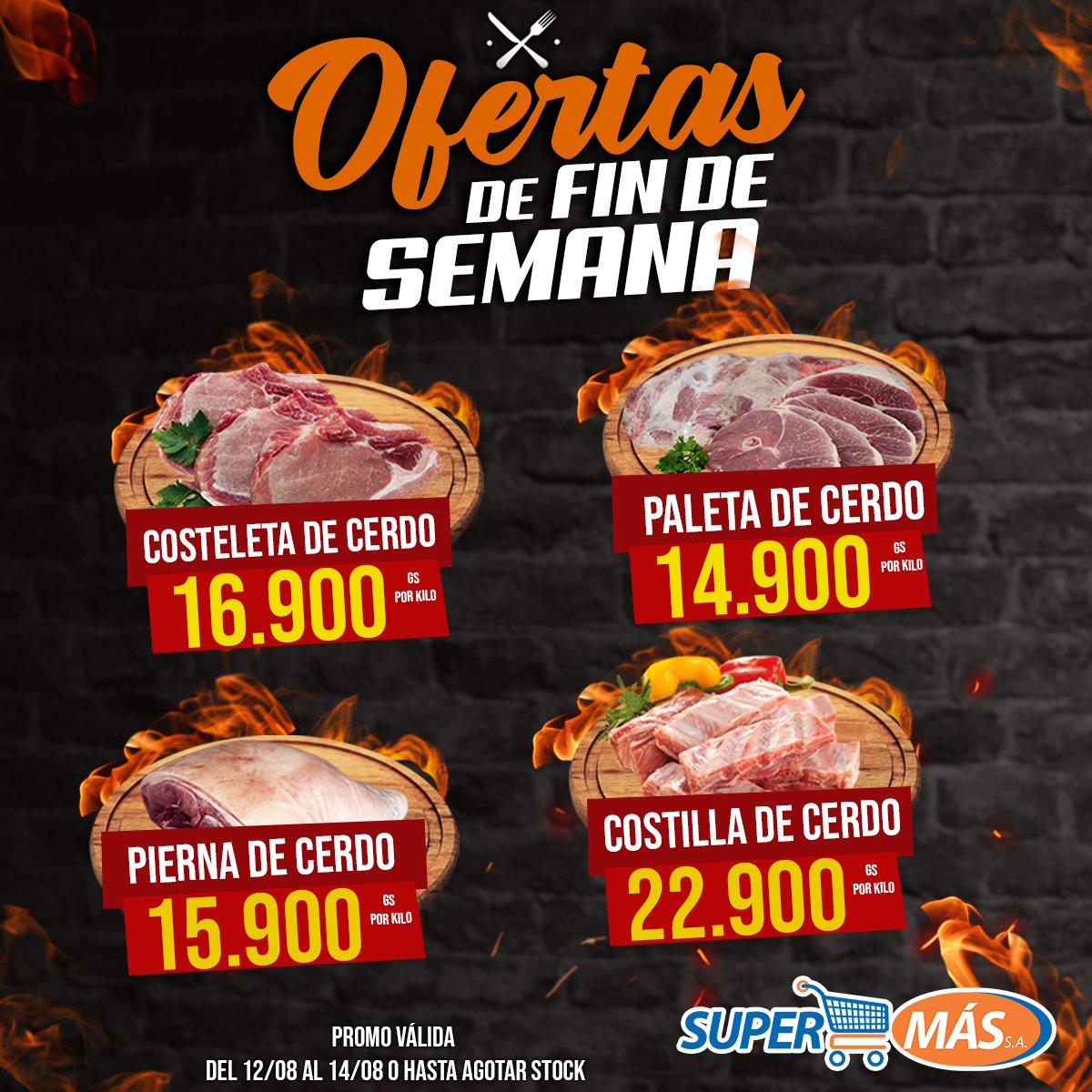 supermas_py's tweet photo. 📢📢OFERTAS DE FIN DE SEMANA
🍗ESPECIAL CARNICERIA 🍖
Te recordamos que abrimos hasta las 20:00 hs
‼TE ESPERAMOS‼
.
.
#SuperMas #SuperMasPy #TeDaMasPorMenos #SuperOfertas #OfertasDeVerdad #Compará #Asado #bbq #carne #pollo #cerdo https://t.co/U2MP9KbtNB