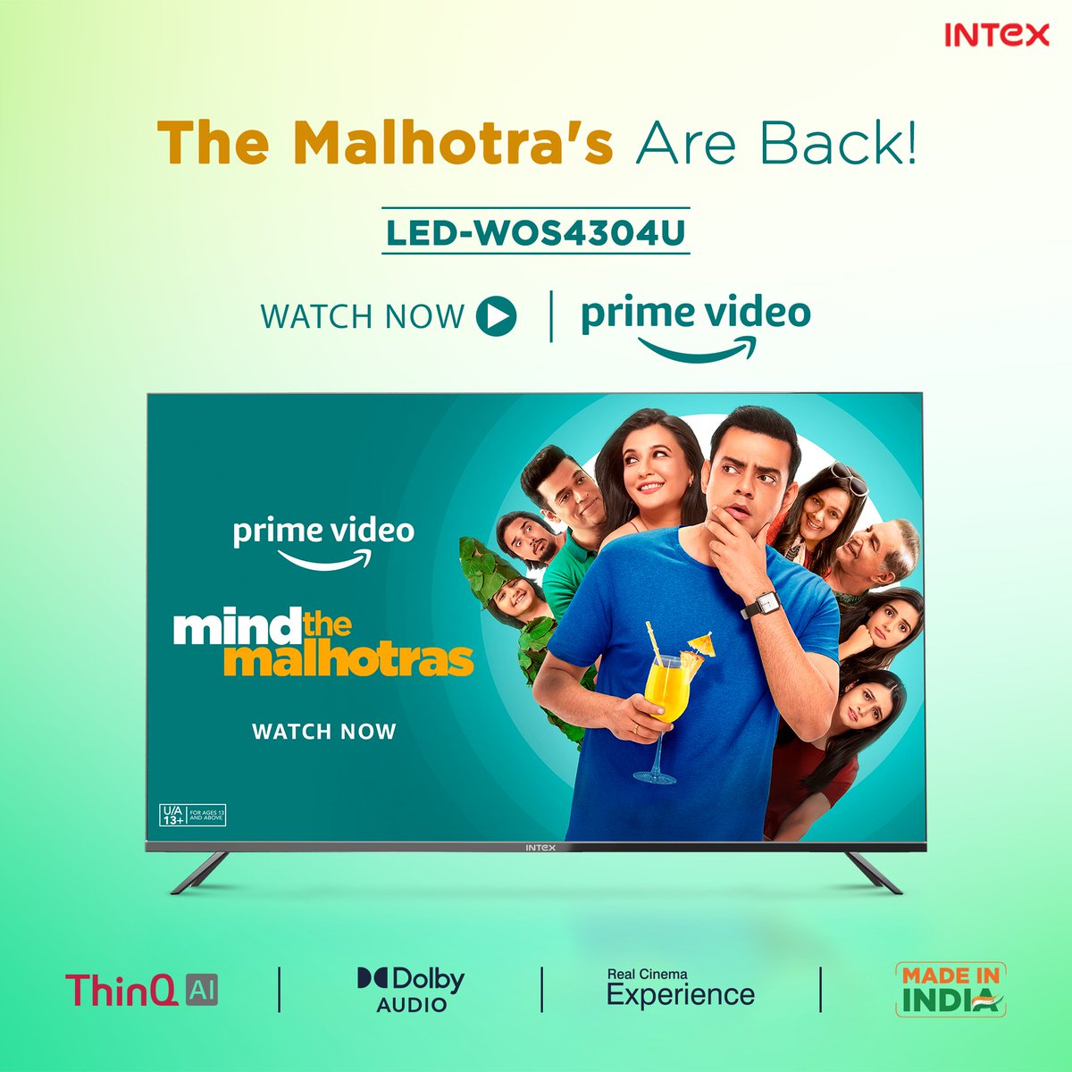 IntexBrand's tweet image. Widescreen, cinematic experience, and the chaos of the Malhotra Family! Your weekend sure seems busy! Mind The Malhotras is LIVE on prime. Enjoy it on your INTEX LED TV!

Get it today: bit.ly/3C1RVom

#intexled #smarttv #wideangle #intexholic #intex