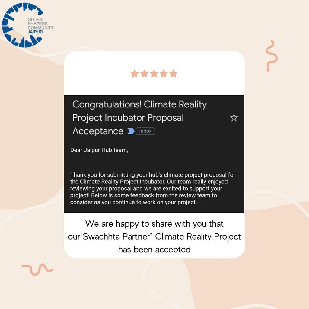 Hello everyone, we are happy to share that our ' Swachhta Partner' climate reality project has been accepted 🌼

#globalshaperscommunity #climatereality #globalshapers #shapers #project #environment #togetherforever #climatechange #consciousness #worl… instagr.am/p/ChKE7ZzpCM6/