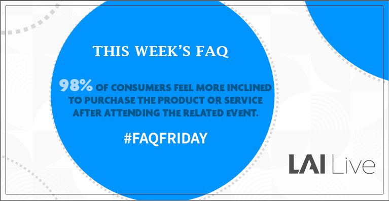 LAILiveEvents's tweet photo. It's time for #FAQFriday! Organizations looking to reconnect with their audience and consumers after these last few years should host a #liveevent, #brandactivation, or #celebration engagement to bring #reinvigorate their thoughts on your #brand.  

#meetingprofs  #eventprofs https://t.co/pWVzUijp4k