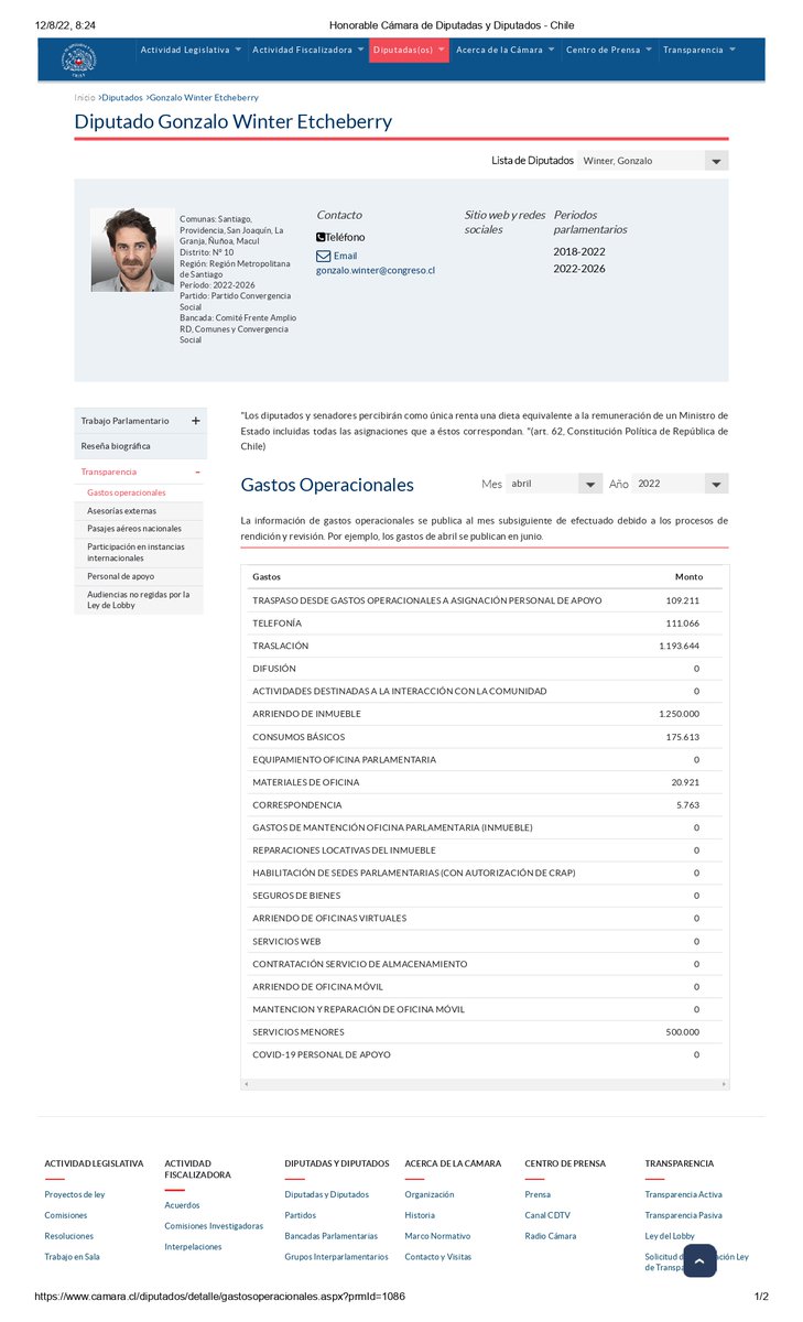 gene_llerena's tweet photo. Oye @gonzalowinter ¿en q te gastas $500.000 lucas mensuales en gastos menores?¿te diste cuenta q es un sueldo mínimo? ¿q son 109.211 "asignacion personal apoyo? ¿q es ese $1.193.644 en gtos de traslación, bencina, taxi, q? nos explicas? https://t.co/PR3C1U4lFU