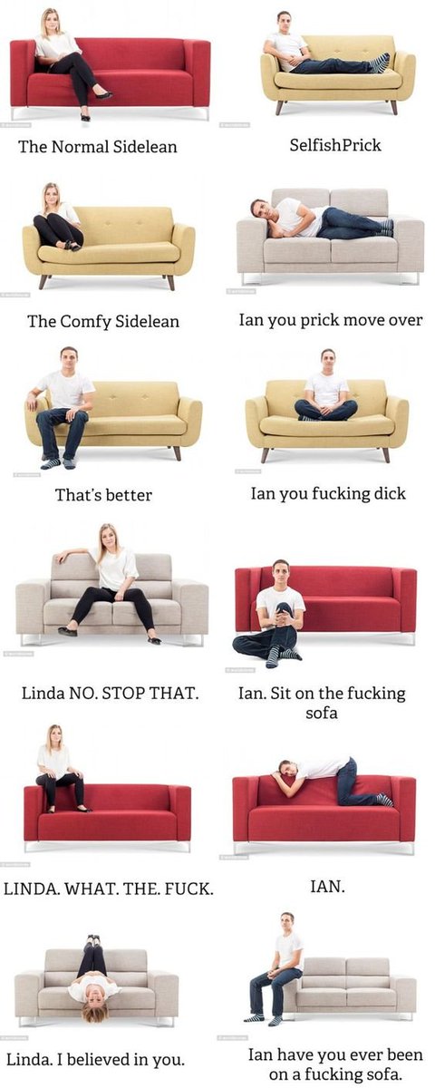 FeitsukiFate's tweet photo. fuck your zodiac sign, what Linda/Ian couch sitting position do you like https://t.co/vz4Eh9Txve