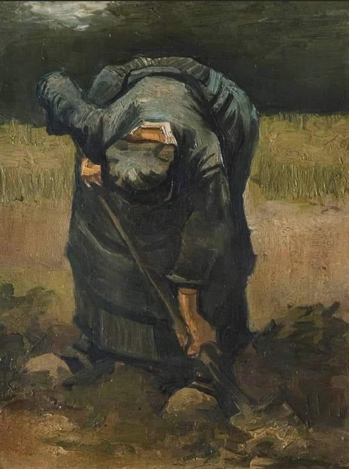 _kirrt_'s tweet photo. Peasant woman digging, Vincent Van Gogh, 1885 https://t.co/KU8nT2FzvK