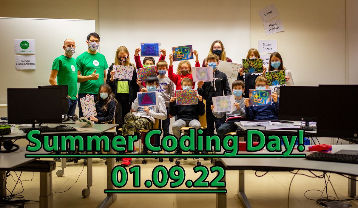 CodeClubLux's tweet image. Summer Coding Day @dlhluxembourg september 01, 2022 in🇱🇺,🇫🇷, 🇬🇧, 🇩🇪
Let’s code Art! 🎨Free programming workshop for kids from 8 to 14 years old. Join us ! It’ll be a fun and creative day! Join alone or team up with a relative or a friend ! #coding #summer
dlh.lu/product/codons…