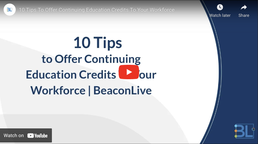 BeaconLive's tweet image. Video Feature Friday!

In this video, you will find a breakdown of highlights from our popular blog 10 Tips To Offer Continuing Education Credits To Your Workforce. 
Watch the video here: hubs.la/Q01jKBv_0 

#ContinuingEducation #VideoFeatureFriday #BeaconLive