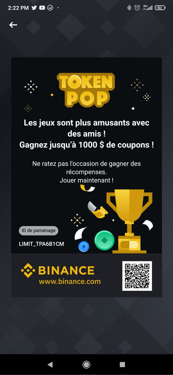 Parzival_Z_'s tweet photo. 🔷[@binance ]

🔸#TokenPop ! Petit jeu sur @binance
Et on peut gagner jusqu'à 1000$

🔸 Utilise mon ID ou code #QR sur la première photo !
Sur binance a la l'accueil de swap vers le bas et la tu as #TokenPop 

🔸 Complète les tâches et click ! 

#GoodLuck

https://t.co/pfSo2M8Hnf https://t.co/Azc7le4DCK