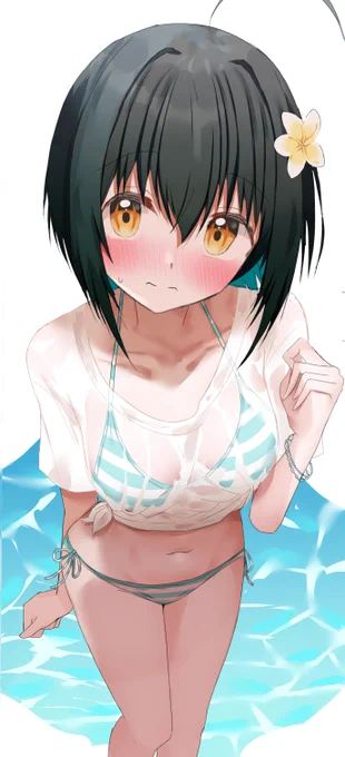 透けシャツストライプビキニ、すけべすぎる 