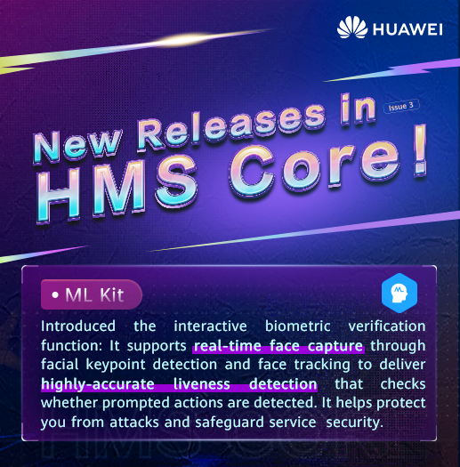 Huawei_devs's tweet photo. Check out these newly released services in #HMSCore:
✅ Auto-smile from Video Editor Kit
✅ Interactive biometric verification from ML Kit
✅ Auto rigging from 3D Modeling Kit
Learn more at→ https://t.co/22EHxkCeBS
#HuaweiDevelopers https://t.co/A3rcDpVldC