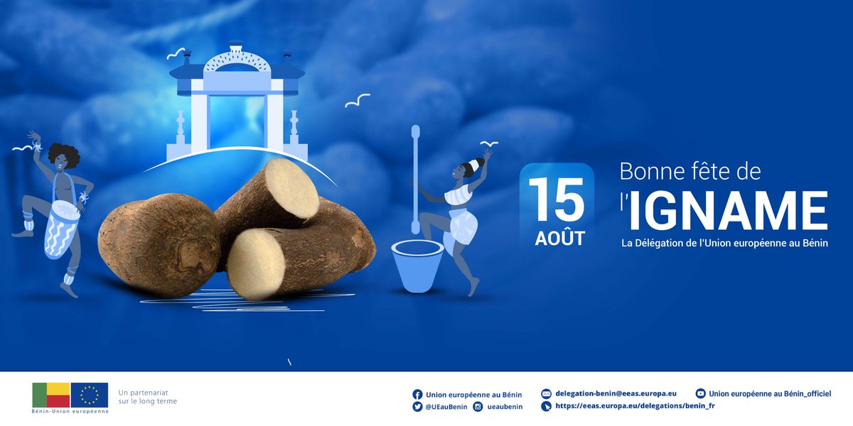 La Délégation de l'Union européenne au #Bénin souhaite également en ce 15 août, une bonne fête de l'#Igname à tous. #Unioneuropéenne-Bénin: un #partenariat sur le long terme.
#StrongerTogether