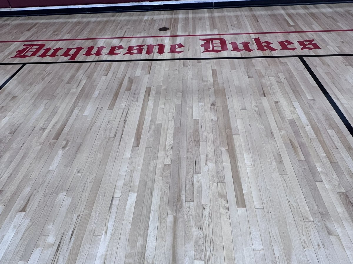 DukesSupINT's tweet photo. Our gym floor looks AMAZING! We are ready for our kids to return and to see our athletes use the newly redone floors! The anticipation is in full swing! #dukepride #nomoreyellowfloors @BstowellActor @OneWayWo https://t.co/PCnAzMqt7F