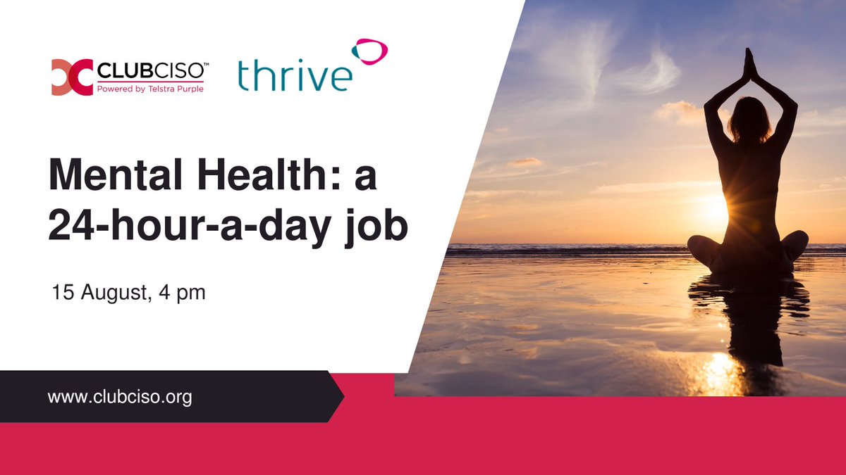 We have many policies in place to protect and fight against cyber attacks, but why don't we have any for our bodies and mind?
Join our next webinar to learn about the different measures we can take to ensure mental health is not being overlooked: clubciso.org/events/wellnes…
