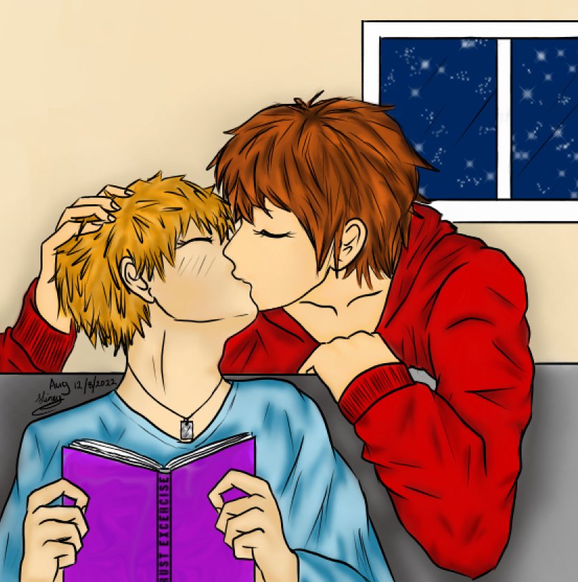 Fluffy_Bunny222's tweet image. @CozyCub_ASMR sorry wasn't sure how your boyfriends hair looked or what colour it was but have another fanart to you both. ❤