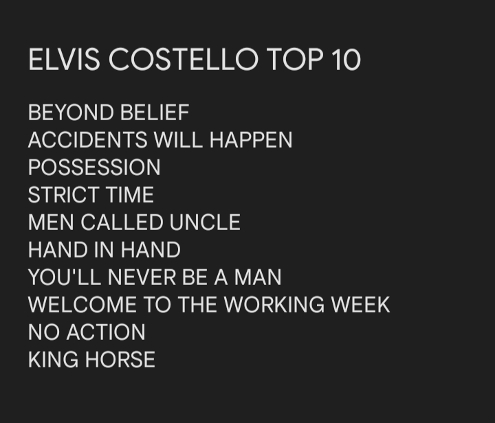 My updated Elvis Costello Top 10. 08-12-2022 #MyElvisCostelloTop10 #ElvisCostello