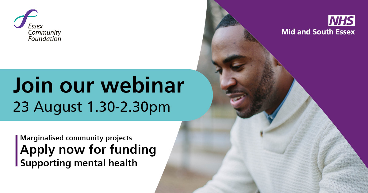 🚨 New funding programme for Mid and South #Essex groups:

We are working with <a href="/MSEssex_ICS/">Mid and South Essex Integrated Care System</a> to support marginalised communities, helping to address inequalities for people who have mental health problems. 

Sign up for the launch webinar: bit.ly/3SsPm4p
