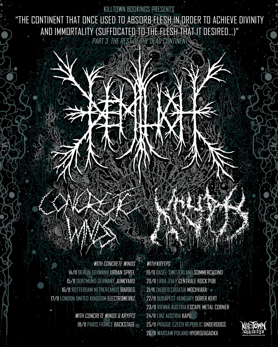 Hamlin, Demilich &amp; McGill is proud to present Demilich's "European Tour 2022 – Part 3: The Rest of the Dead Continent" routing and tour info:

demilich.band/hdm-presents-d…

#Demilich #tour #KillTownBookings #Krypts #ConcreteWinds #DeathMetal #OSDM #FinnishDeathMetal #FinnishMusic