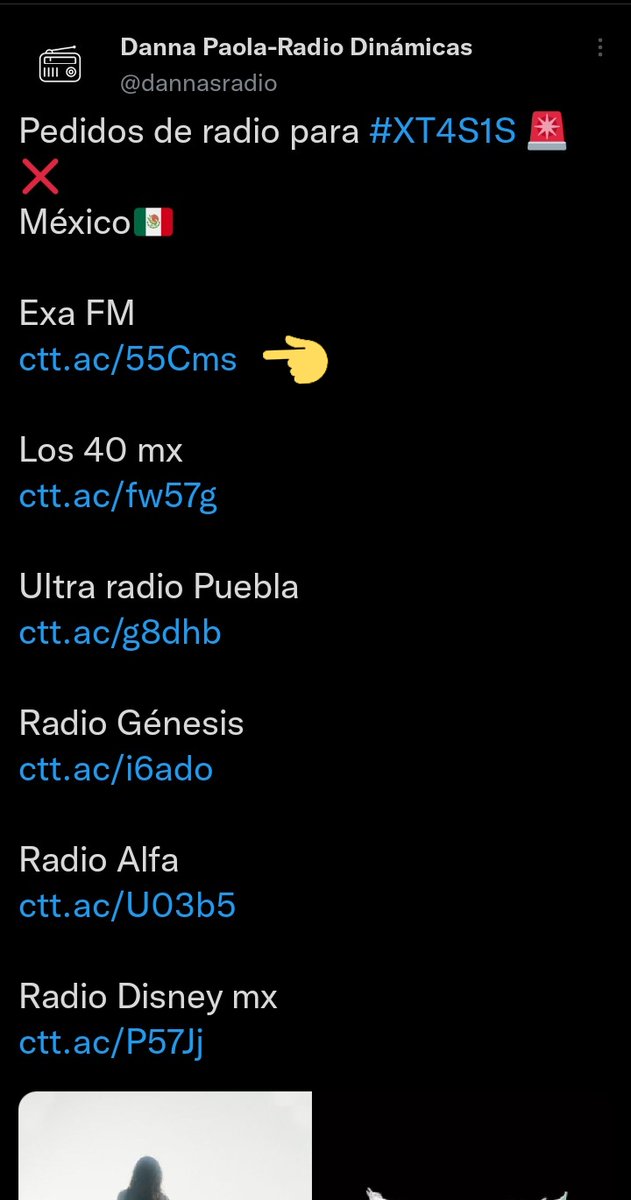 dannasradio's tweet photo. 🚨 PEDIDOS DE RADIO CON TWEETS AUTOM��TICOS! Solo deben hacer un click en el link de la radio que prefieran, se generará automáticamente el pedido de radio y luego presionan twittear y listo! https://t.co/Q92pNC8r8M