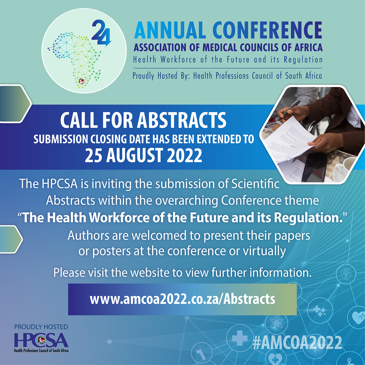 Call for Abstracts - please click here amcoa2022.co.za/Abstracts for more information.