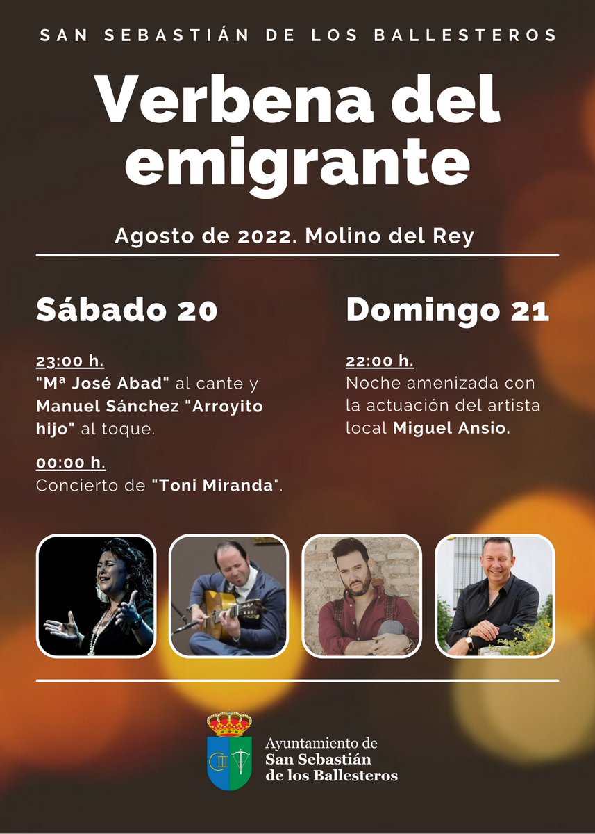 VERBENA DEL REMIGRANTE
SAN SEBASTIÁN DE LOS BALLESTEROS
MOLINO DEL REY 20 Y 21.08.22