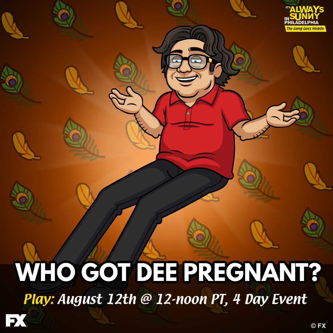 AlwaysSunnyGame's tweet image. Who's yo daddy? Find out how Sweet Dee got knocked up in "Who Got Dee Pregnant", and unlock Long Legs Frank! 🤩👶