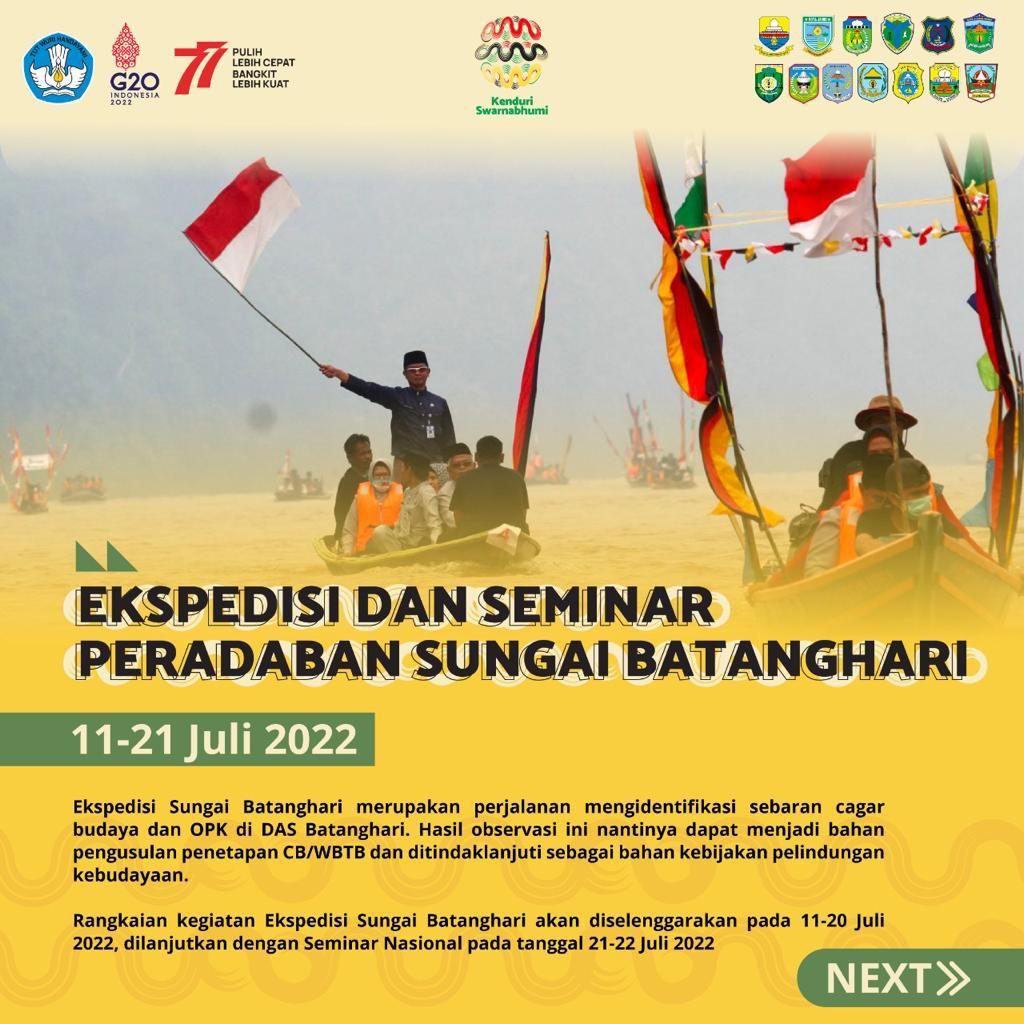 Kenduri Swarnabhumi melibatkan orang yang berbakat di bidangnya dengan menyelenggarakan Ekspedisi dan Seminar Peradaban Sungai Batanghari pada tanggal 11-22 Juli 2022
#KenduriSwarnabhumi