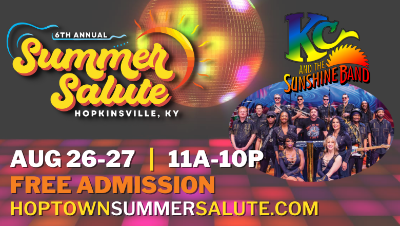 #SummerSalute2022 kicks off 2 weeks from today! We can't wait to see you in Hopkinsville!📣GET ALL THE DETAILS at HoptownSummerSalute.com
#SummerSalute2022 #KCandtheSunshineBand #sponsorspotlight #WeLoveOurSponsors #freefestival #partyoftheyear #funzone #partyofthesummer