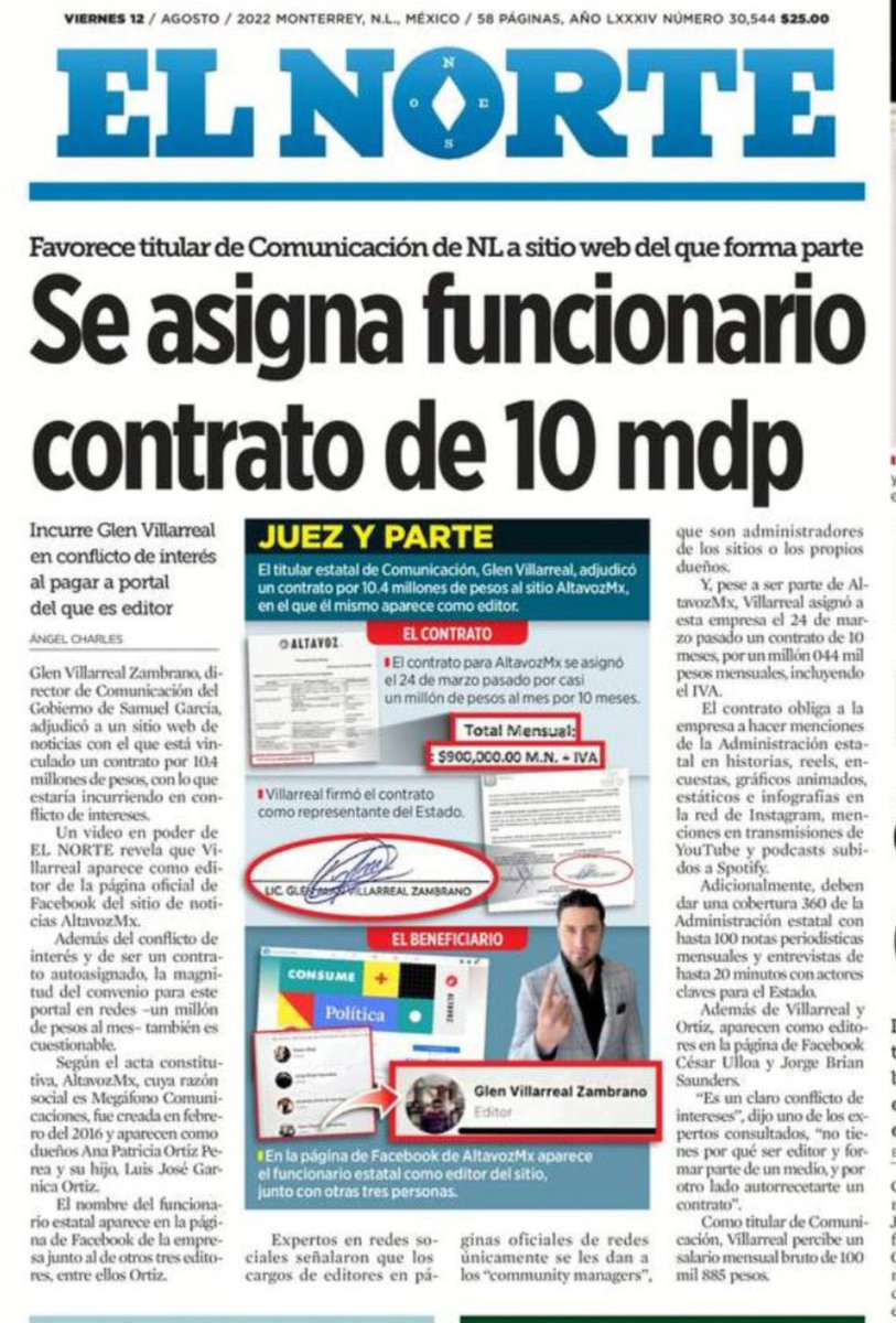 SalimosDelPacto's tweet photo. Ya sabíamos que @Altavozmex es el difusor oficial del @nuevoleon

@cesarulloag resultó ser igual de corrupto que los políticos que muchas veces criticó https://t.co/q9xs2tLauk