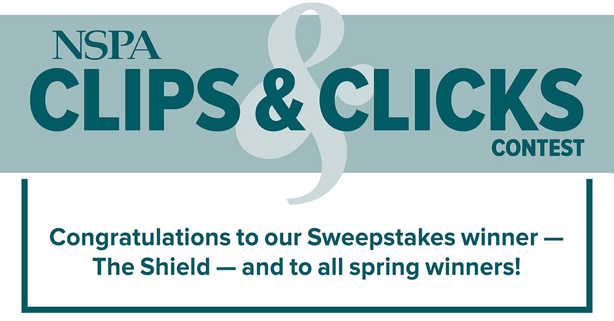NSPA's tweet photo. CONGRATULATIONS to our 2021-22 Clips &amp; Clicks winners — and to this year's Sweepstakes winner, the Shield, McCallum High School, Austin, Texas!
@macstudentmedia 
https://t.co/OjlLOCnEIw https://t.co/1bfo3ndQtn